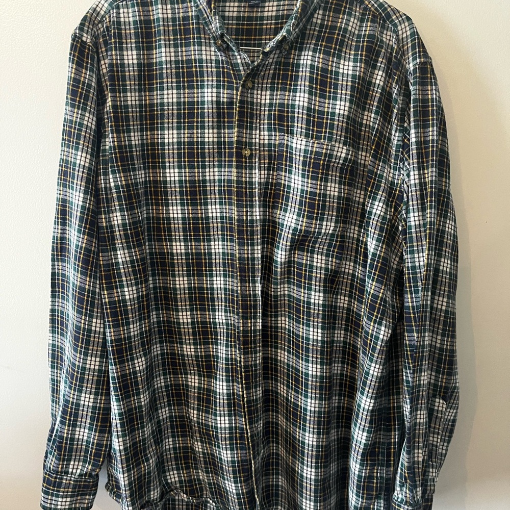 Falls Creek Blue and Green Flannel Button Down Shirt